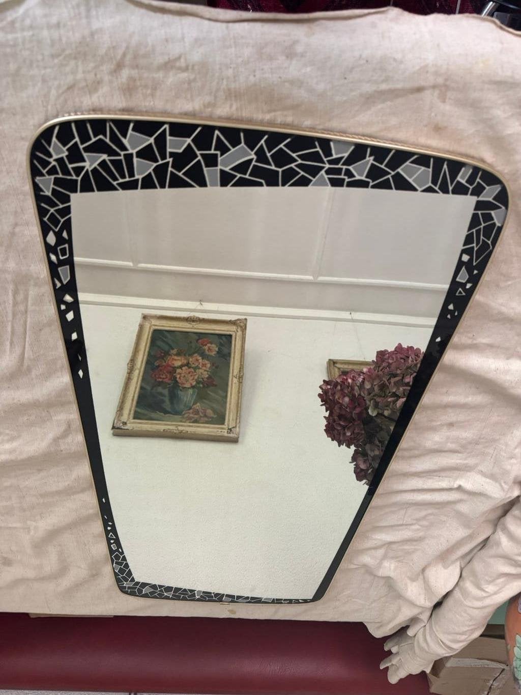 Spiegel,met Goudrand,fifties,sixties,Rockabilly,vintage, Huis en Inrichting, Minder dan 50 cm, Gebruikt, Ophalen of Verzenden