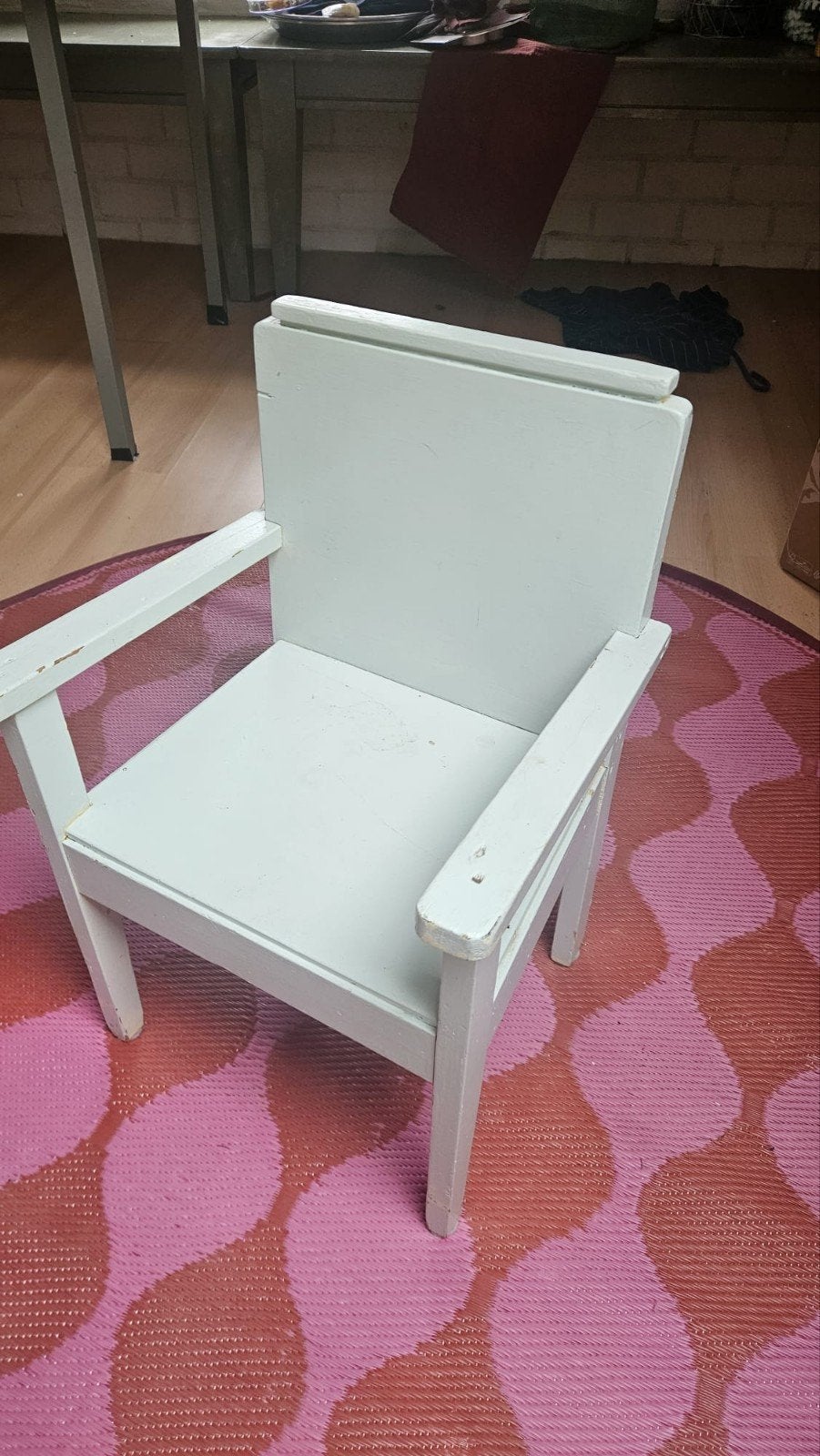 Vintage houten kinderstoel - mintgroen, Kinderen en Baby's, Ophalen, Gebruikt, Overige typen