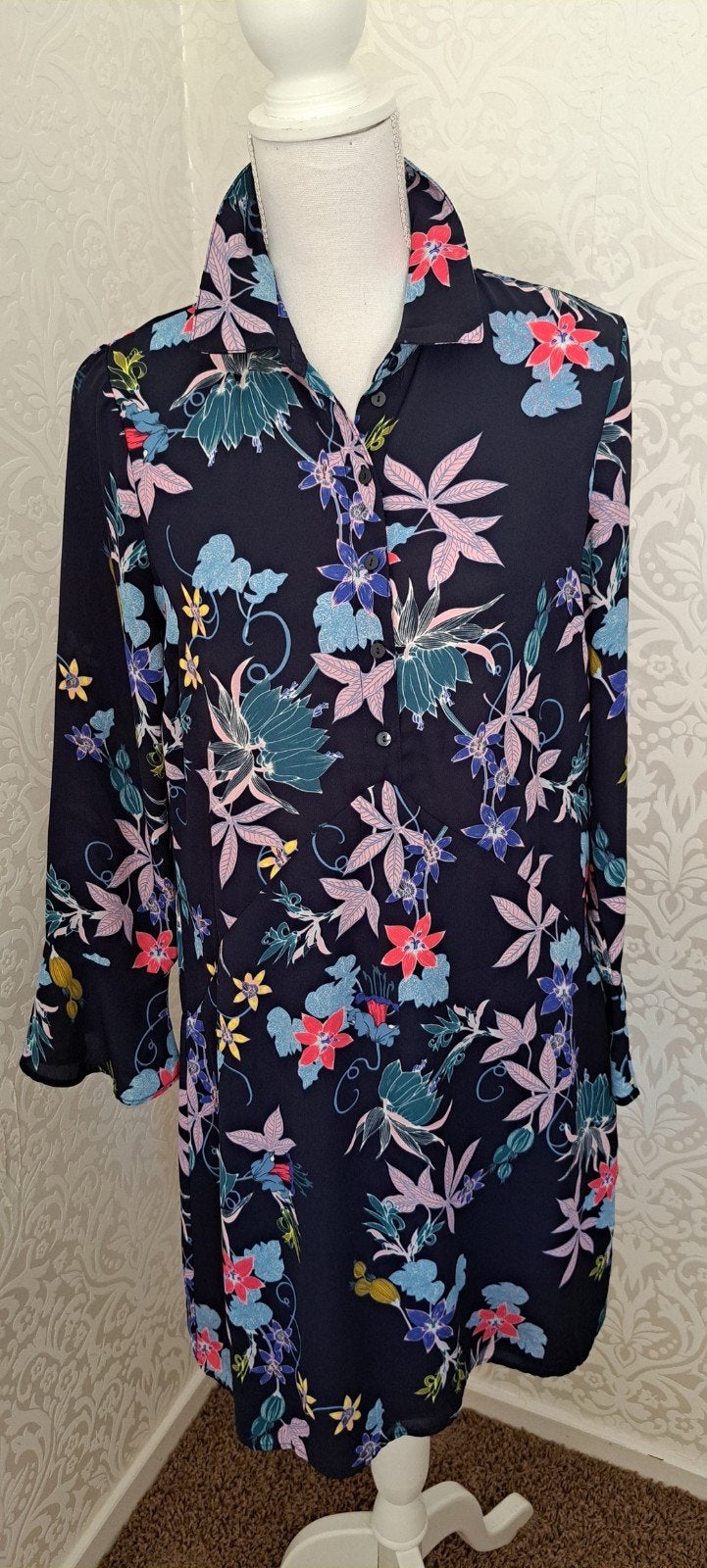 Steps jurk met bloemenprint, maat 38, Kleding | Dames, Maat 38/40 (M), Blauw, Ophalen of Verzenden, Zo goed als nieuw