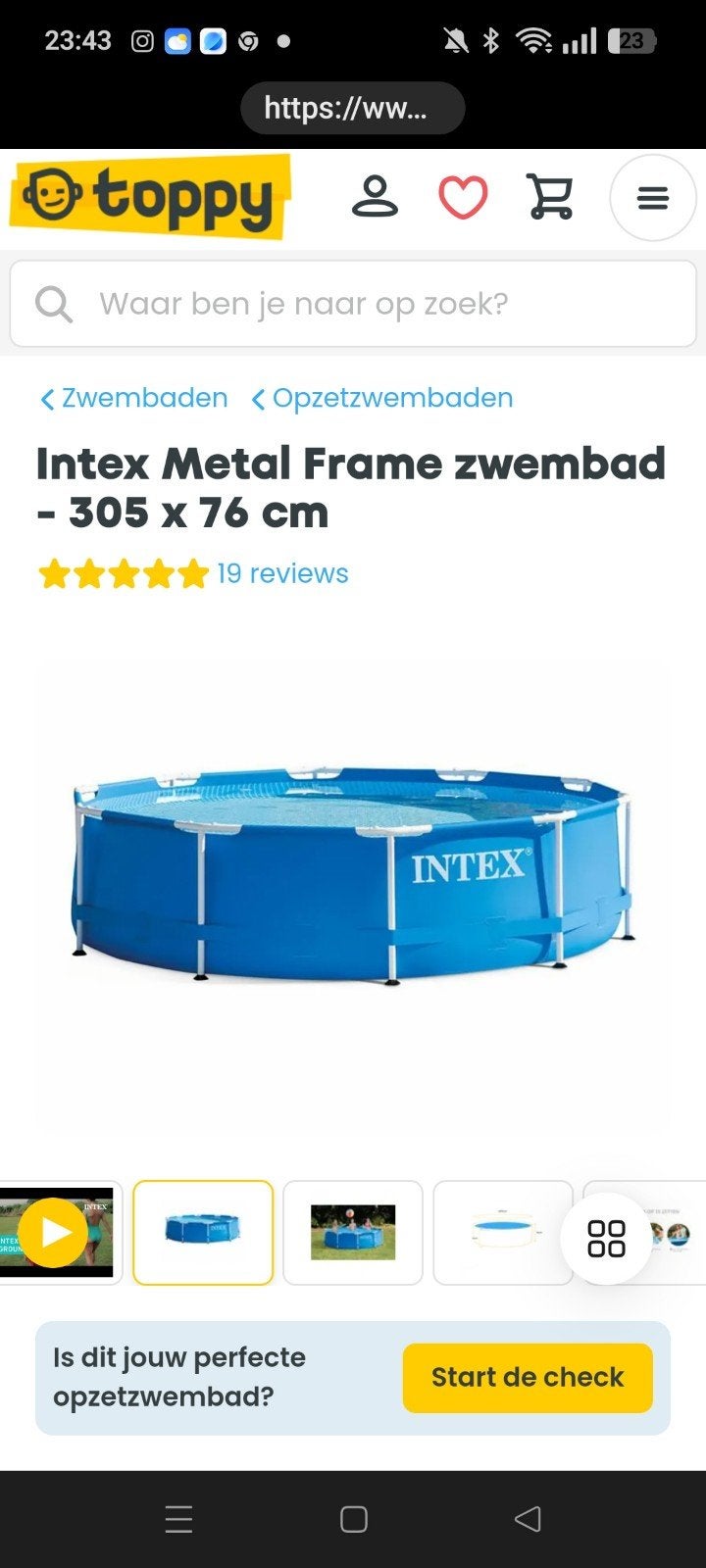 Intex Metal Frame Zwembad 305x76 cm met accessoires, Gebruikt, Rond, Ophalen of Verzenden, Opzetzwembad