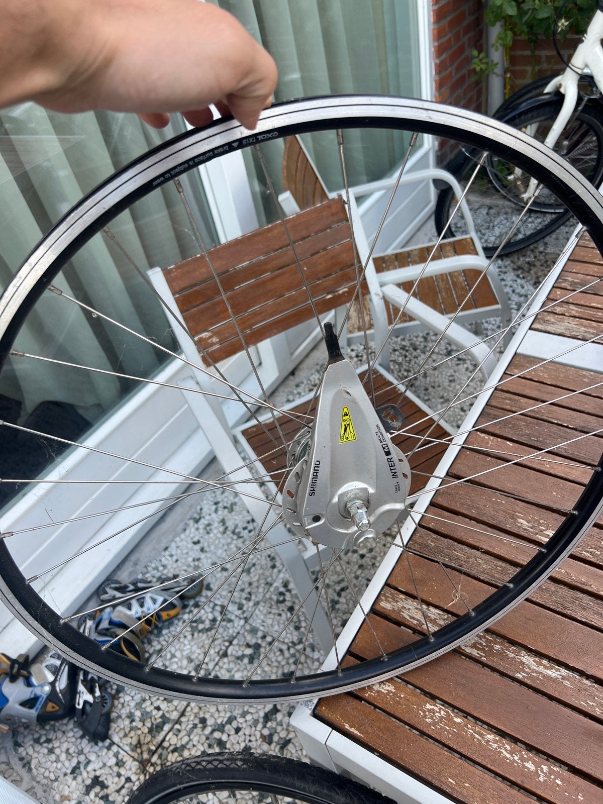 Shimano Inter M Wiel met Naafdynamo en Rollerbrake, Fietsen en Brommers, Fietsonderdelen, Gebruikt, Aluminium, Stadsfiets, Ophalen