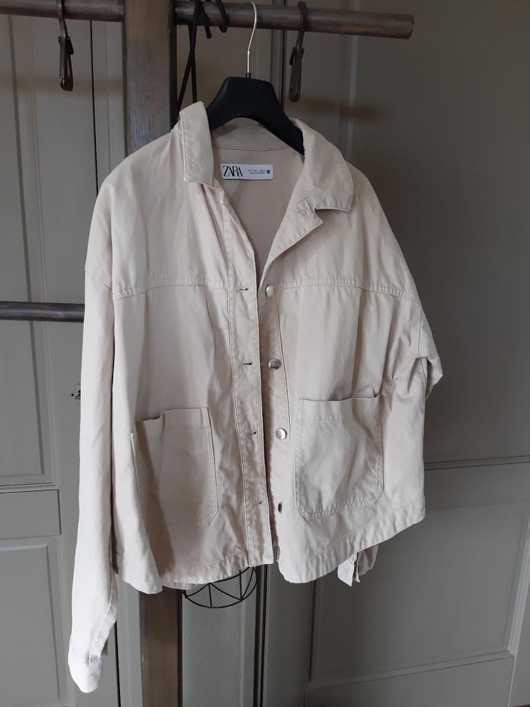 Zara beige katoenen blouse/jas, maat L, Kleding | Dames, Maat 42/44 (L), Ophalen of Verzenden, Gedragen, Zara