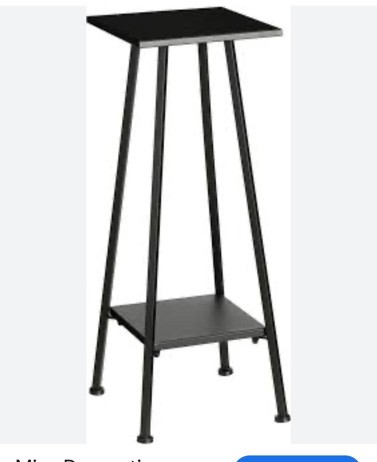Mica plantentafel. Sokkel. Zwarte standaard. Metalen tafel, Ophalen, Minder dan 55 cm, Metaal of Aluminium, Vierkant