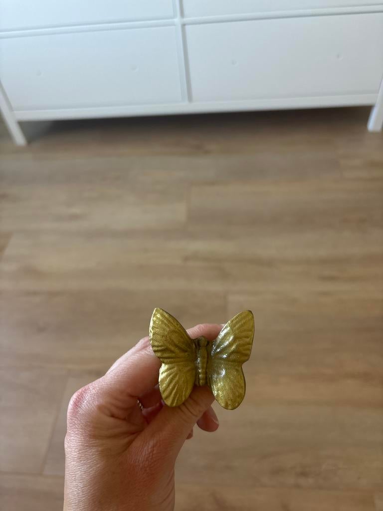 Gouden vlinderladeknopjes- 12 stuks voor ikea hemnes commode, Nieuw, Ophalen of Verzenden, Goud, Metaal