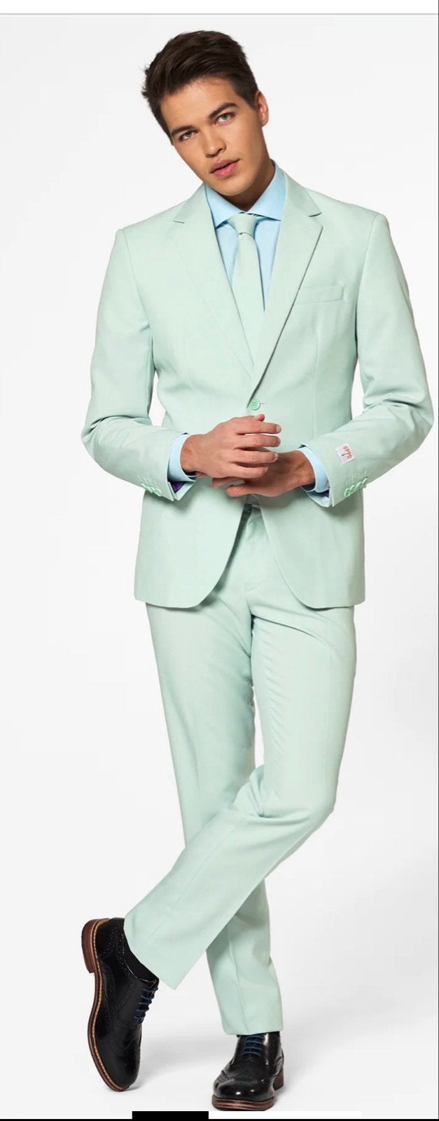Opposuits Mint Groen Pak - Feestelijk en Stijlvol, Kleding | Heren, Ophalen of Verzenden, Zo goed als nieuw, Maat 48/50 (M), Groen