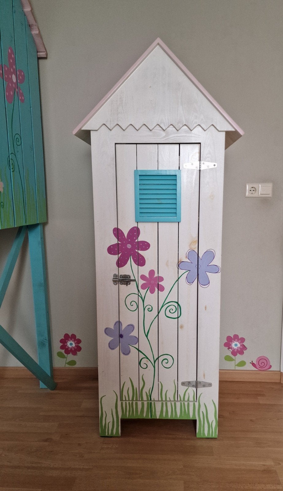 Twee unieke handgeschilderde kinderkasten en commode, Ophalen, Gebruikt, 50 tot 70 cm, 100 cm of meer