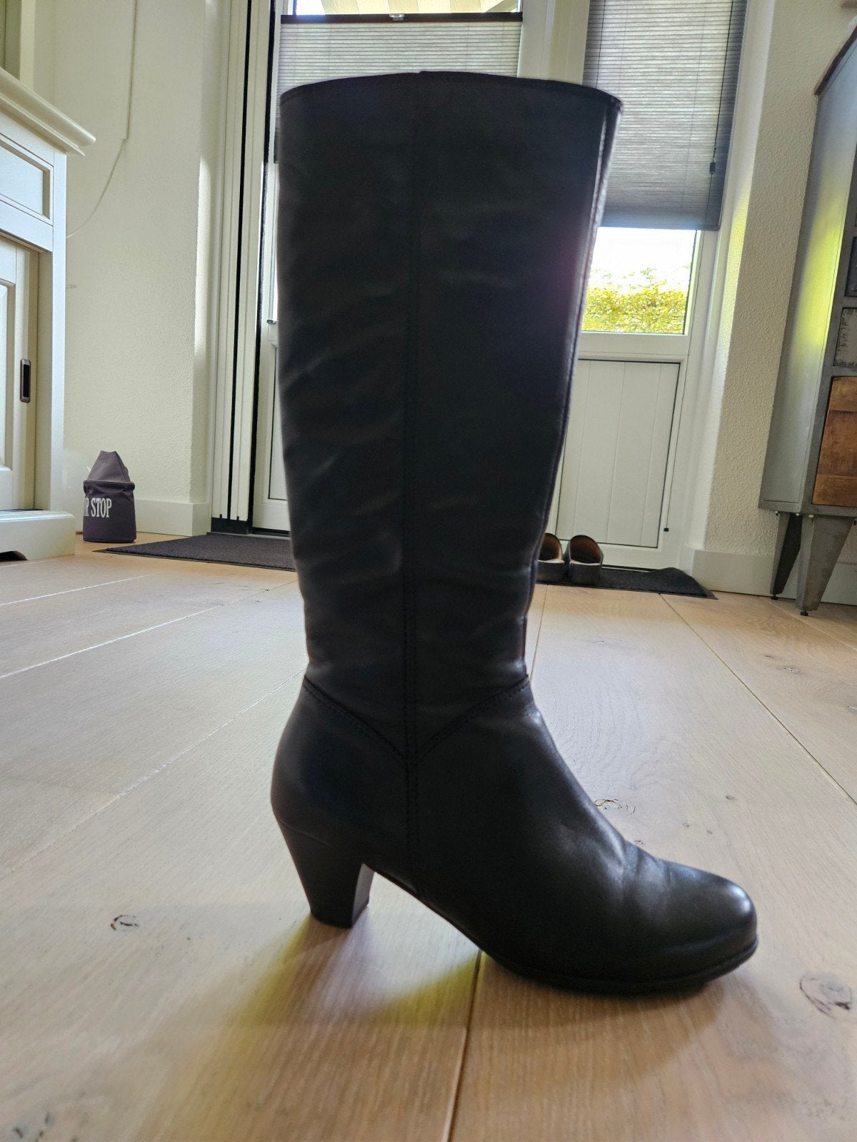 zwarte leren dames laarzen, Ophalen, Hoge laarzen, Zwart, Gabor