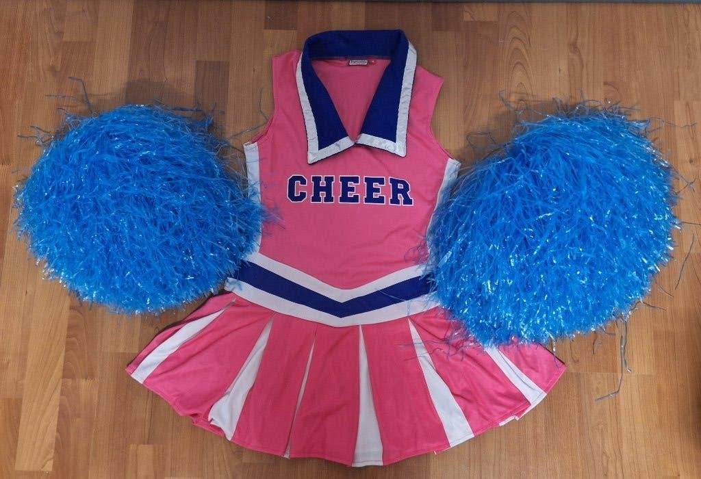 Cheerleader outfit maat M met pomponnen, Maat 38/40 (M), Carnaval, Ophalen of Verzenden, Zo goed als nieuw