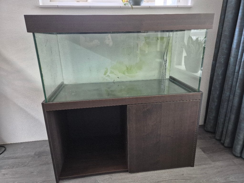 Aquarium met kast, Ophalen, Inclusief deksel, Zo goed als nieuw, Leeg aquarium