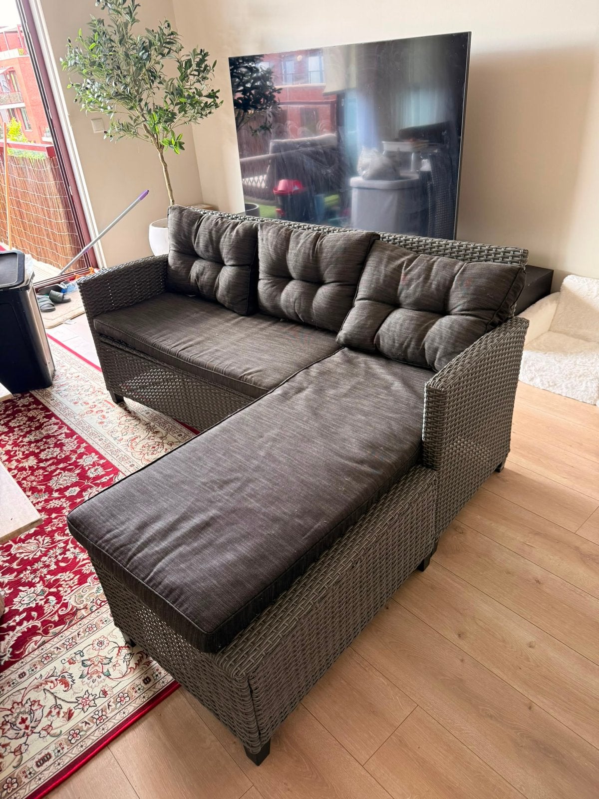 Loungeset met kussens - 175x120 cm, Tuin en Terras, Tuinsets en Loungesets, Ophalen, 3 zitplaatsen, Zo goed als nieuw, Loungeset