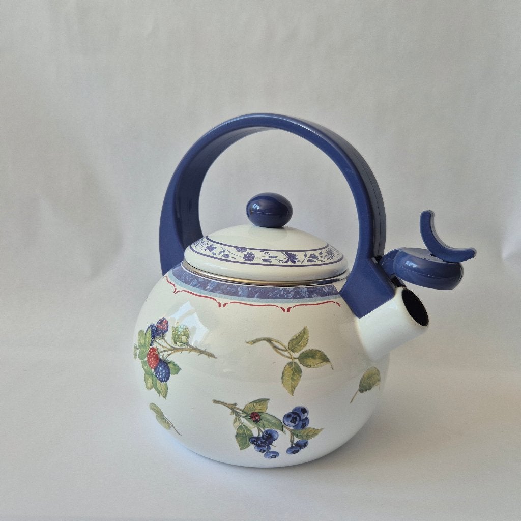 Villeroy & Boch fluitketel met bramenmotief, Theepot/fluitketel, Gebruikt, Ophalen of Verzenden, Metaal