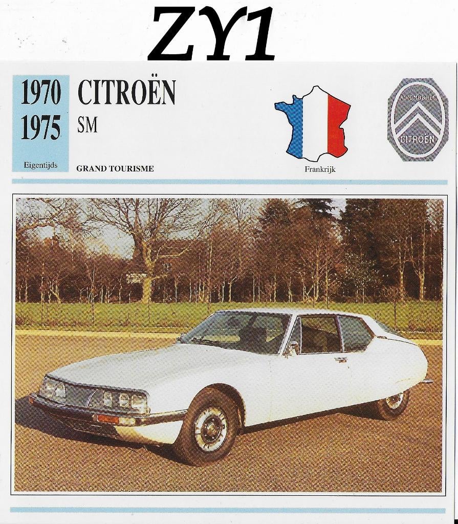 Zy1 autokaart citroen sm ( 1970 - 1975 ), Ophalen of Verzenden, Zo goed als nieuw, Auto's