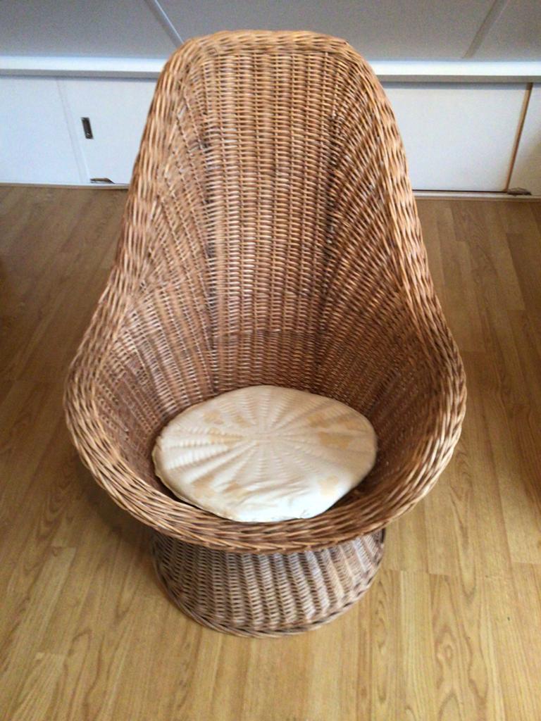 Rotan fauteuil, Huis en Inrichting, Stoelen, Ophalen, Gebruikt, Bruin, Eén