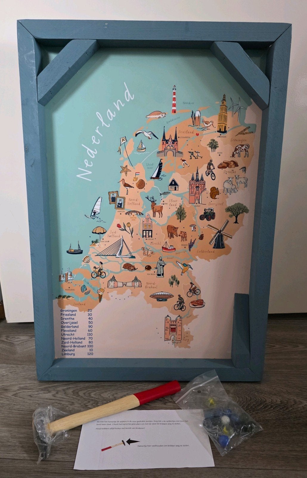 Groot Houten Knikkerspel - 64 x 44,5 cm - Nieuw - Compleet, Hobby en Vrije tijd, Gezelschapsspellen | Overige, Ophalen, Nieuw