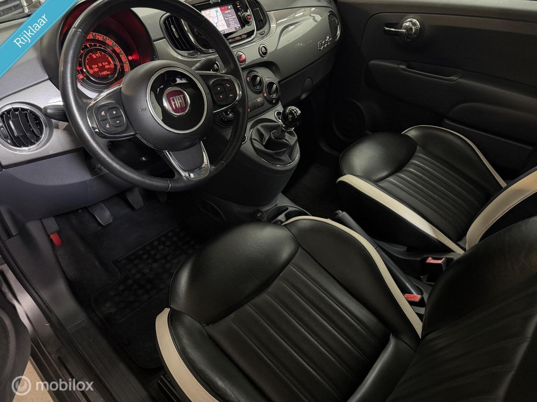 Fiat 500 0.9 TwinAir Turbo Lounge|Airco|Leder|Navi|Bluetooth, Lichtsensor, Gebruikt, Bedrijf, Handgeschakeld