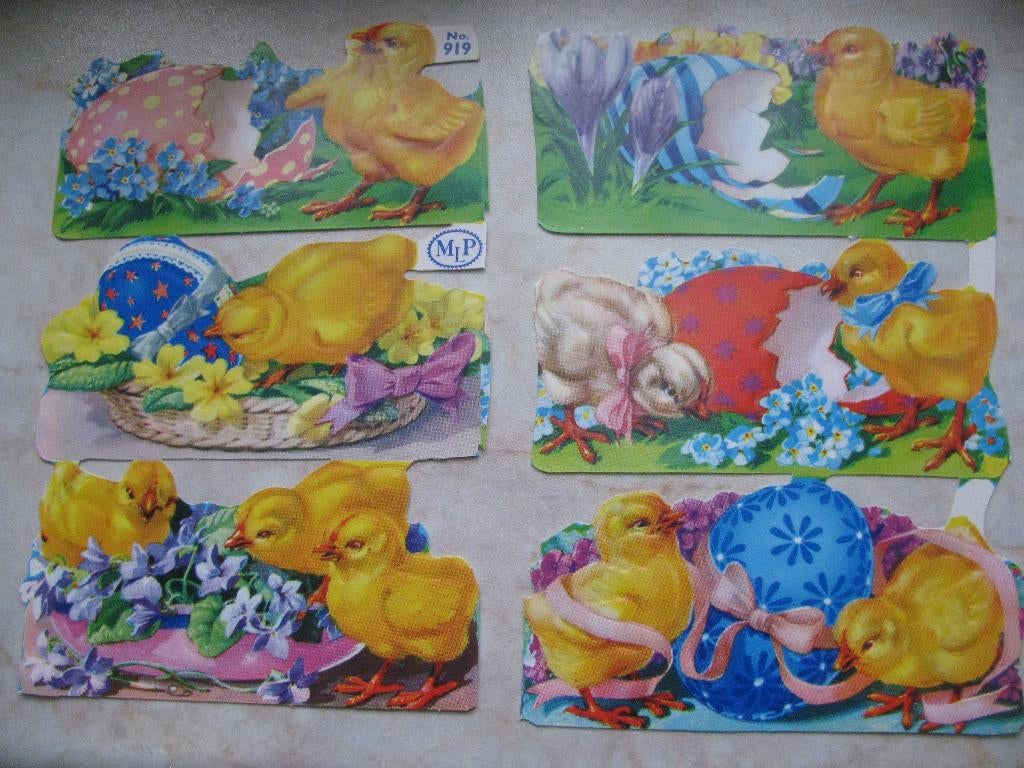Set Poesieplaatjes - Kuikens / Paasei / Bloemen 8 x 4 cm, Verzenden