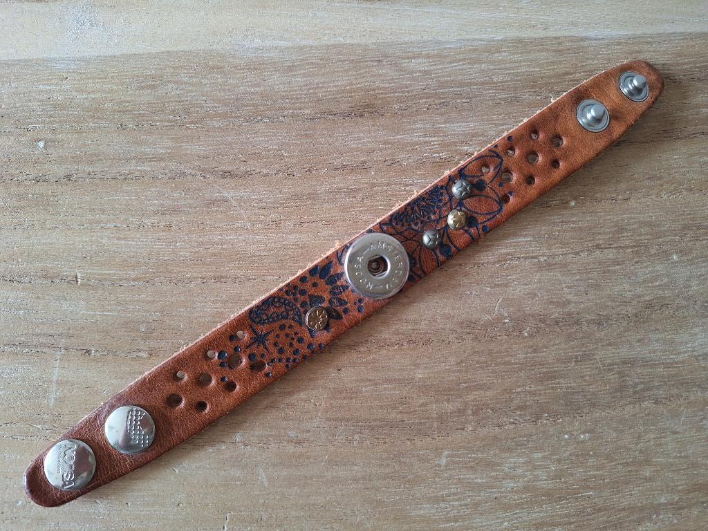 Noosa Amsterdam Divali-Artwork armband limited maat S, Ophalen, Zo goed als nieuw, Bruin, Leer