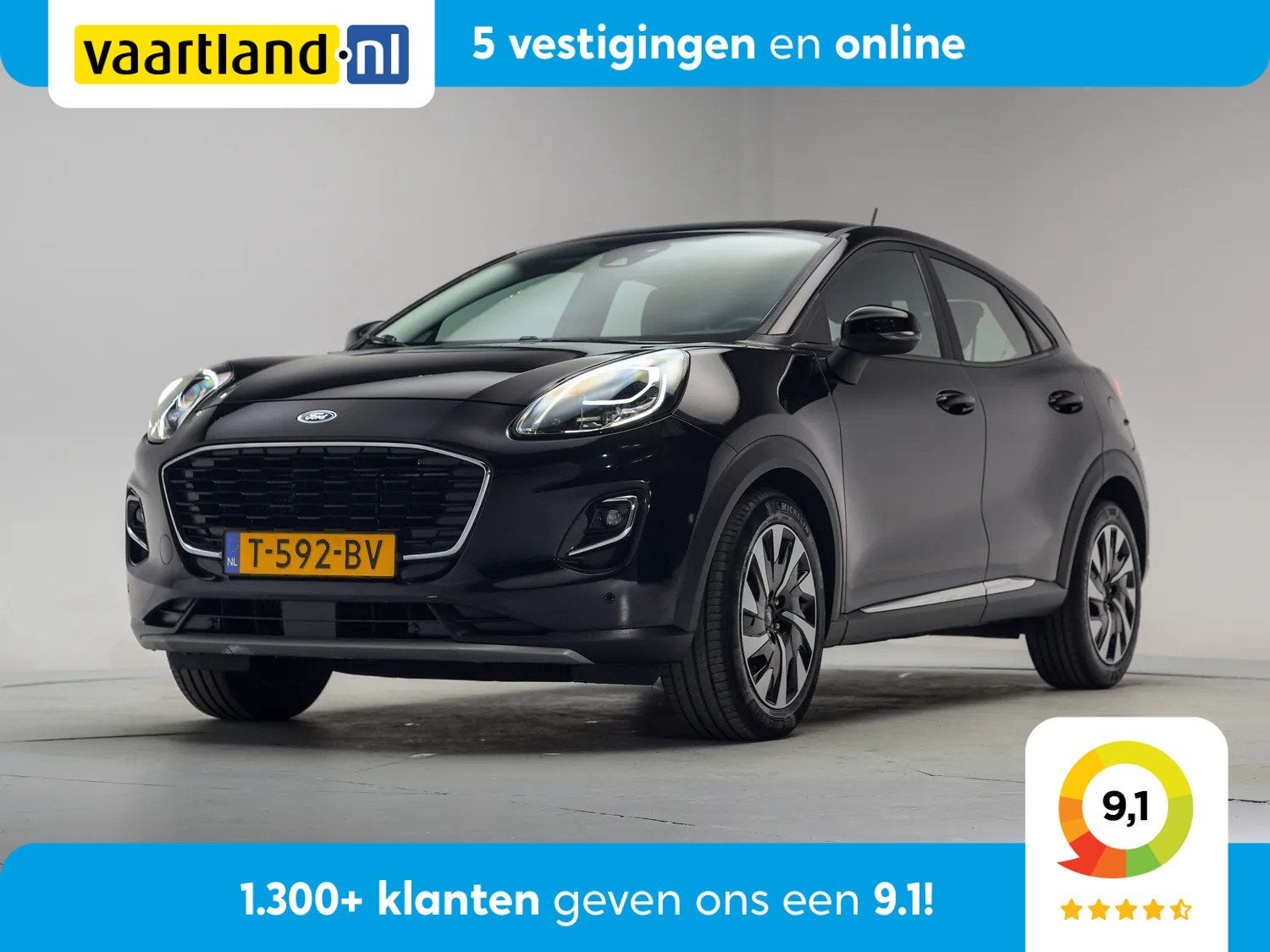 Ford Puma 1.0 EcoBoost Hybrid Titanium Aut. [ LED Apple/Andr, Automaat, Zwart, Origineel Nederlands, Bedrijf