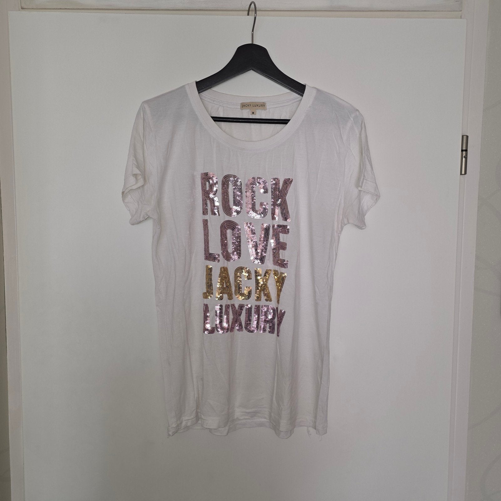 Jacky Luxury Shirt met pailletten - Maat M, Maat 38/40 (M), Wit, Ophalen of Verzenden, Zo goed als nieuw