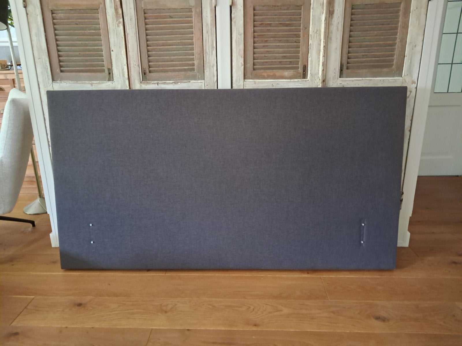 Hoofdbord 180x96x10cm, stof, antraciet grijs - Zo goed als n, Ophalen, Tweepersoons, Zo goed als nieuw, 180 cm