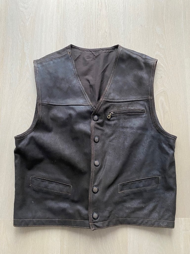 In nieuwstaat verkerende (donker-)bruin leren (motor-)vest., Motoren, Ophalen of Verzenden, Tweedehands, Jas | leer