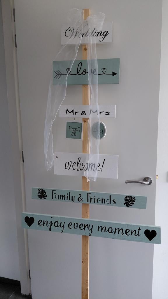 Decoratief Welkomstbord Bruiloft - 'Wedding' Thema, Ophalen of Verzenden, Versiering, Geboorte of Huwelijk
