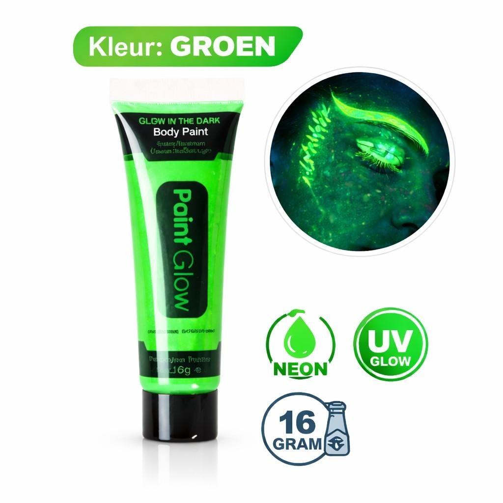 Glow in the Dark Body Paint - Groen (16g), Verzenden