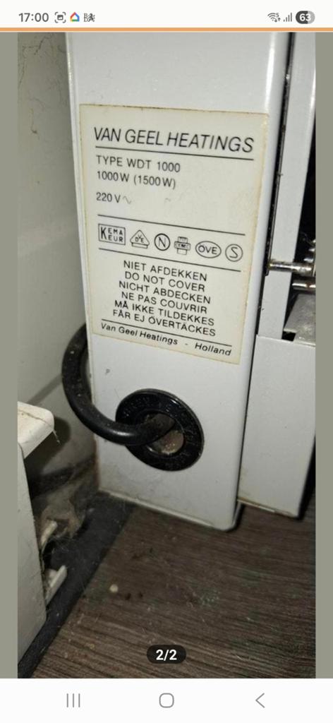 Electrice wandverwarming 1000 watt, Huis en Inrichting, Kachels, Ophalen, Zo goed als nieuw