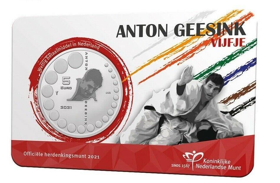 Coincard Nederland 2021 "Anton Geesink Vijfje" unc., Ophalen of Verzenden, Overige landen, 2 euro