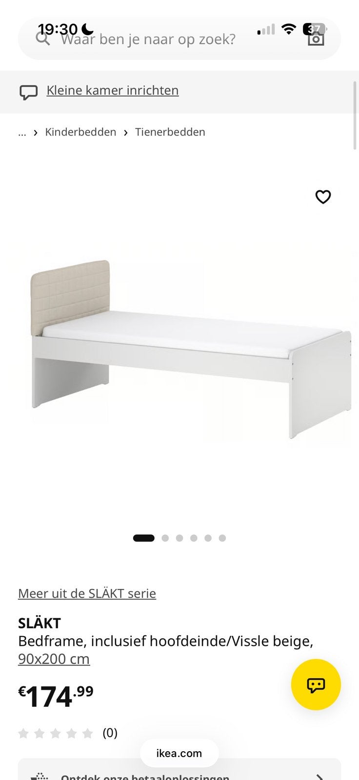 Ikea Släkt kinder meegroeibed met matras, Ophalen, 90 cm, Eenpersoons, Wit
