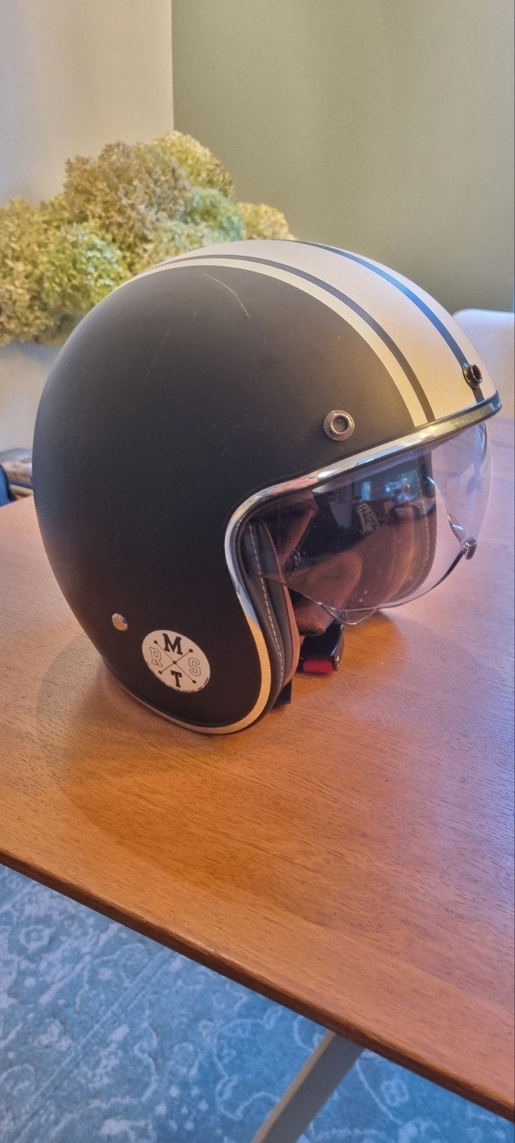 MTS Retro Motorhelm Zwart/Wit - Maat M (57-58cm), Fietsen en Brommers, Ophalen of Verzenden, Gebruikt, Medium, MTS