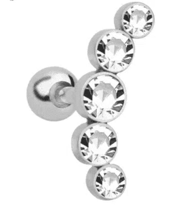Jewelled cluster piercing van chirurgisch staal, Ophalen of Verzenden, Nieuw, Staal, Oor- of Traguspiercing