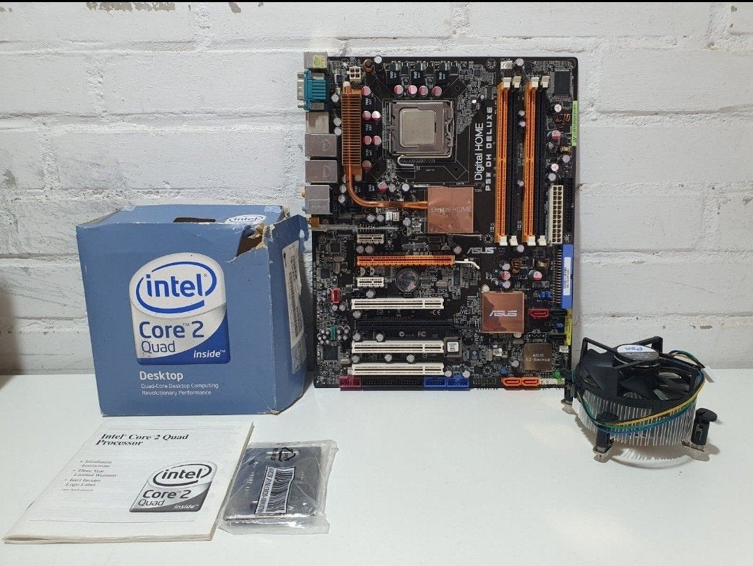 ASUS P5W DH Deluxe + Intel Core 2 Quad Q6600 Retro Build Set, ., Zo goed als nieuw, DDR2, .