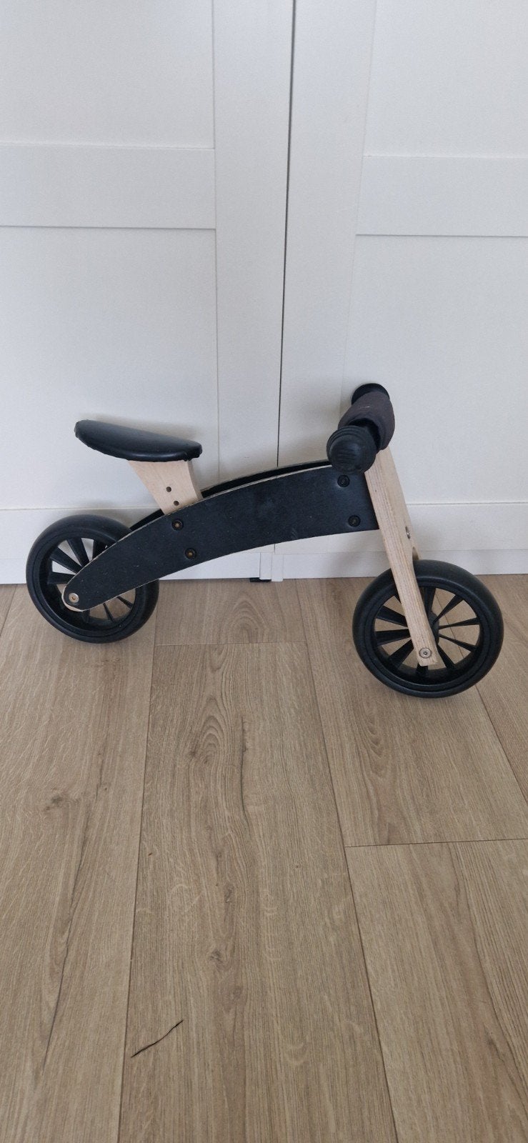 Houten loopfiets voor kinderen - Zwart/Naturel, Ophalen, Gebruikt, Minder dan 16 inch, Onbekend