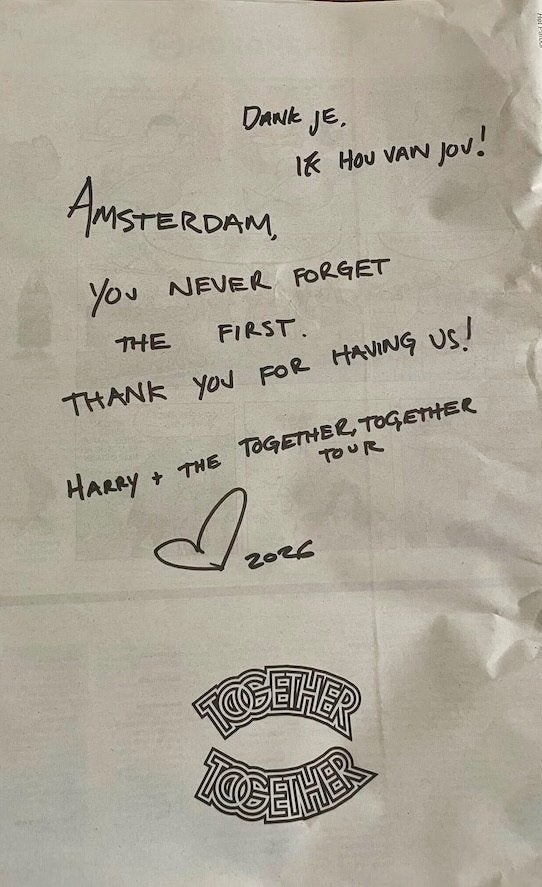 Het parool met Harry styles bedankje, Ophalen of Verzenden, Nieuw, Krant