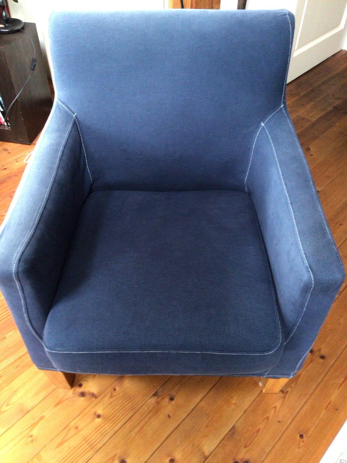 Ikea fauteuil, blauw, 90x70x80 cm, Ophalen, Gebruikt, 75 tot 100 cm, Stof