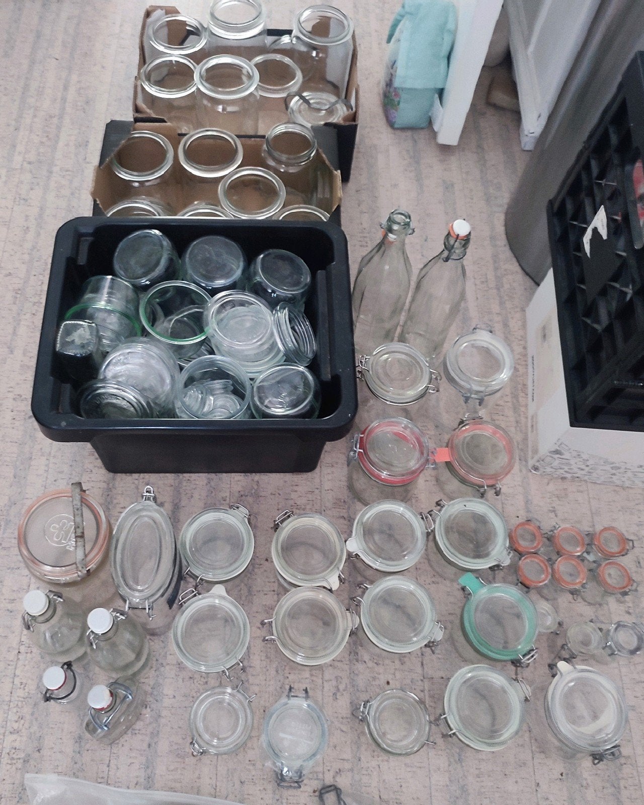 Diverse Weckpotten en Weckflessen van Glas, Voorraadpot, Ophalen, Gebruikt, Glas