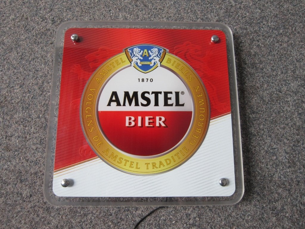 AMSTEL BIER LED LICHTRECLAME, Verzamelen, Biermerken, Ophalen, Zo goed als nieuw, Overige typen, Amstel