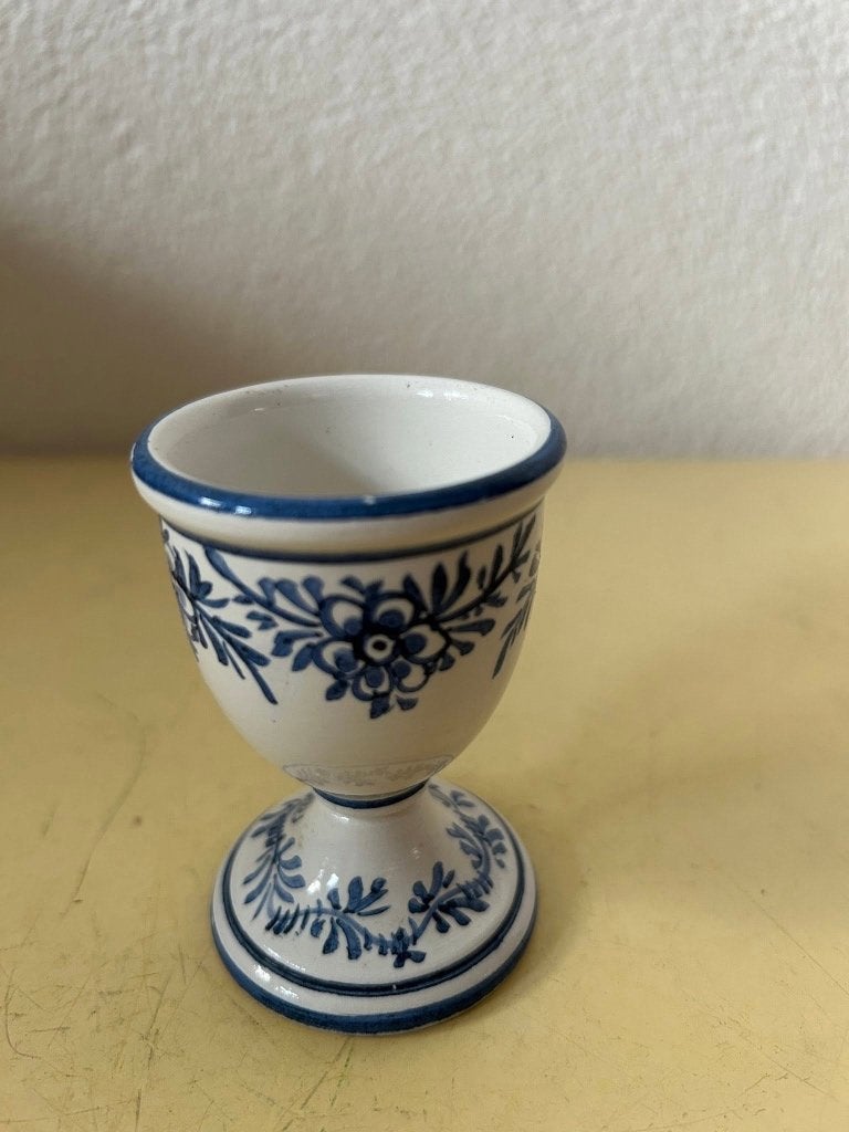 Klassiek Italiaans keramiek eierdopje blauw en wit, Ophalen of Verzenden