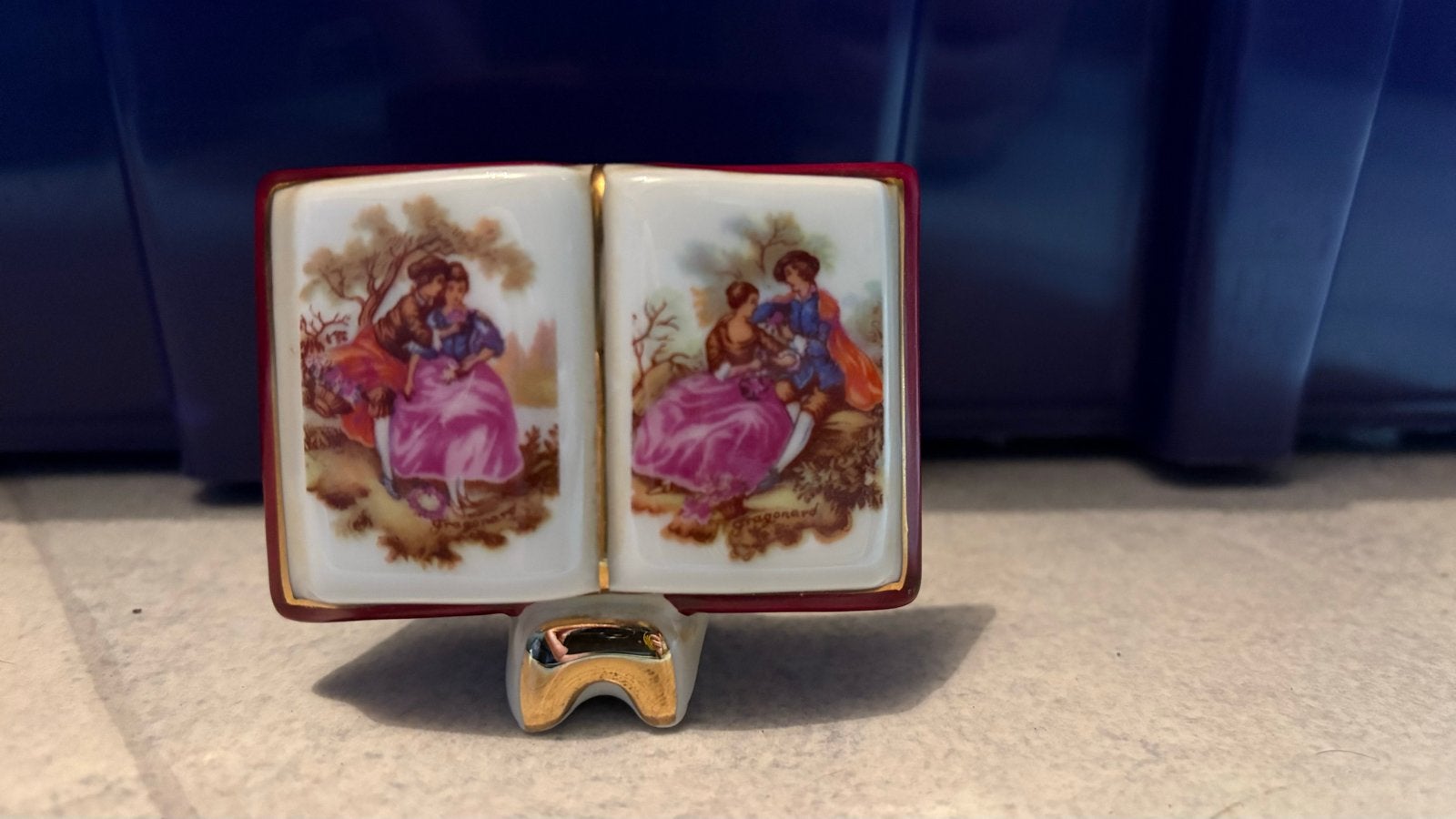 Goudeville Limoges Frankrijk Miniatuur Porseleinen Boek, Antiek en Kunst, Ophalen of Verzenden