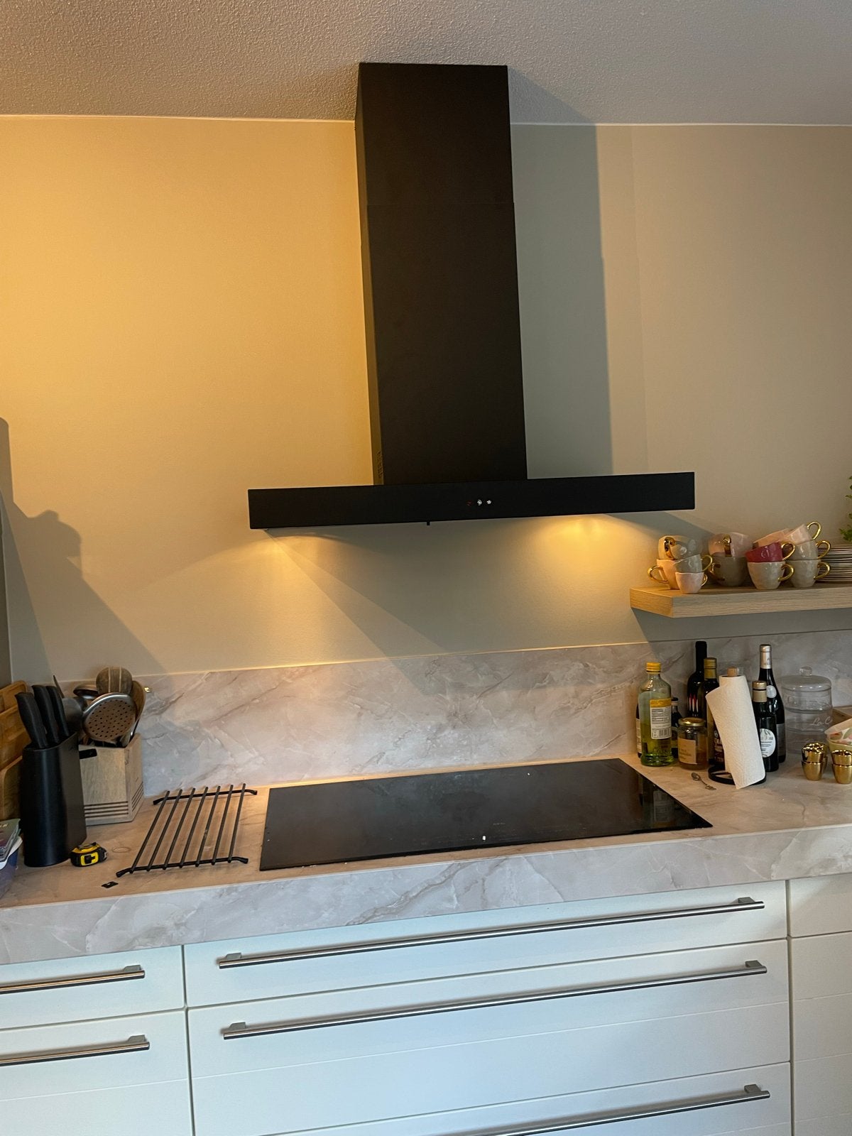 Itho HR Piccolo Wandschouw Afzuigkap - Zwart, Gebruikt, Wandschouwkap, Ophalen of Verzenden, Inbouw