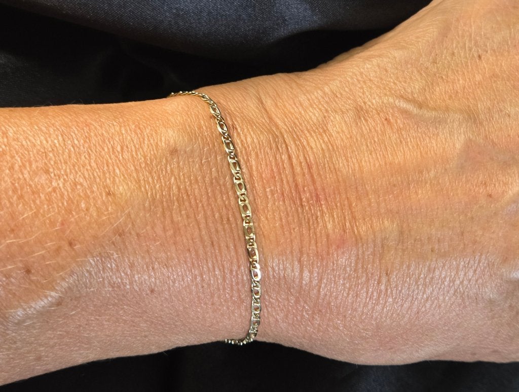 Vintage gouden valkenoog schakel armband. 2026/582, ., Ophalen of Verzenden, Zo goed als nieuw, .