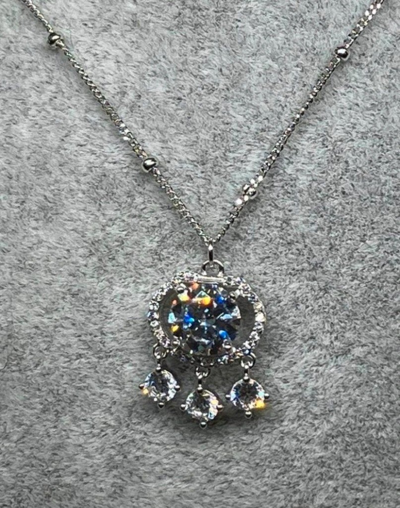 Zilveren ketting hanger met Moissanite en Zirkonia, Zilver en edelstenen, Vagif.hamidov@hotmail.com, Nieuw, Ophalen of Verzenden