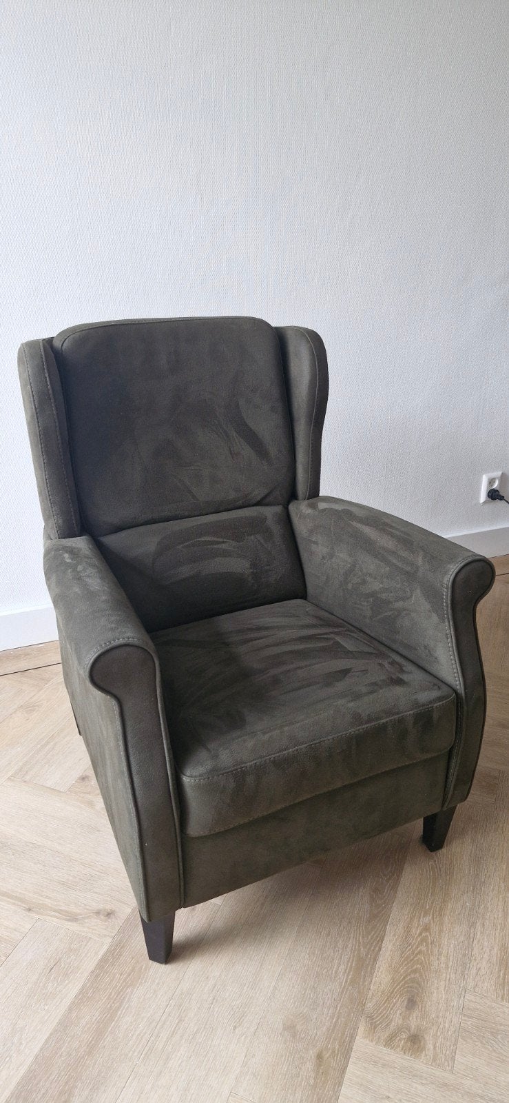 Luxe groene oorfauteuil/ relaxsstoel, Huis en Inrichting, Hout, 75 tot 100 cm, Ophalen of Verzenden, Zo goed als nieuw