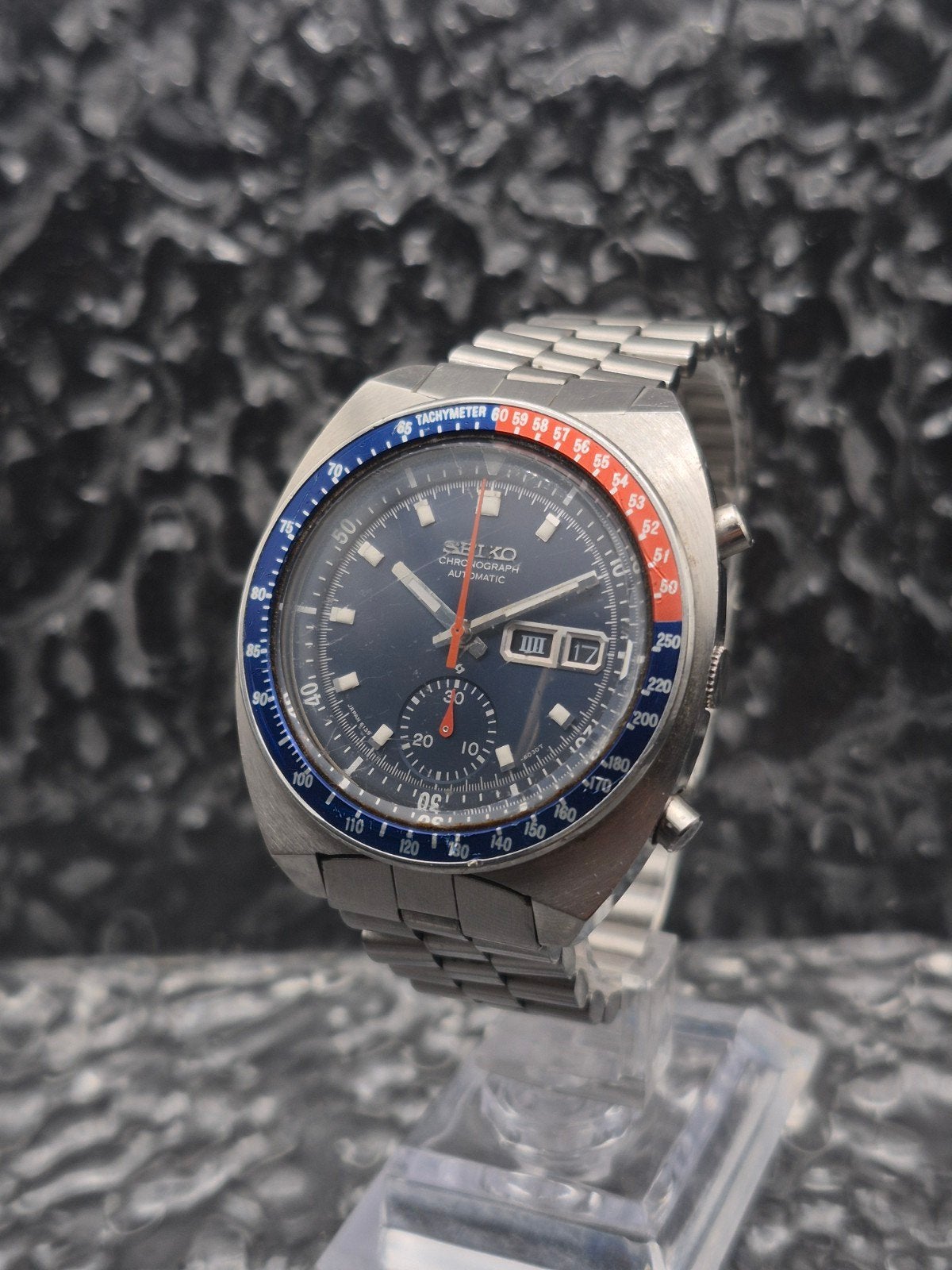 Seiko 'Cevert' Blue Pogue Chronograph Ref. 6139-6002 Stelux, Seiko, Seiko Watch Corporation, Blauw, IOS