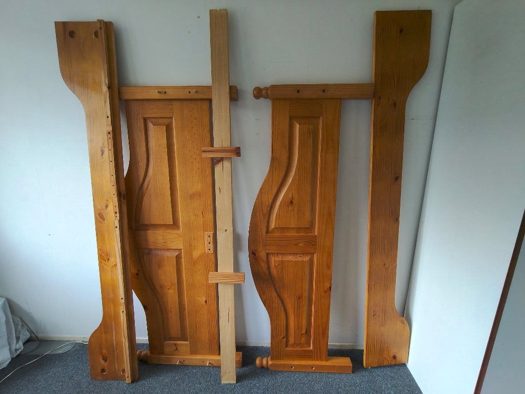 Houten tweepersoonsbed 160x200, Gebruikt, Bruin, Tweepersoons, Ophalen of Verzenden