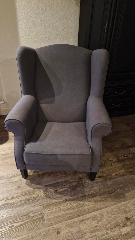 Comfortabele grijze fauteuil, Huis en Inrichting, Ophalen, Gebruikt, Klassiek, Comfortabel, 75 tot 100 cm