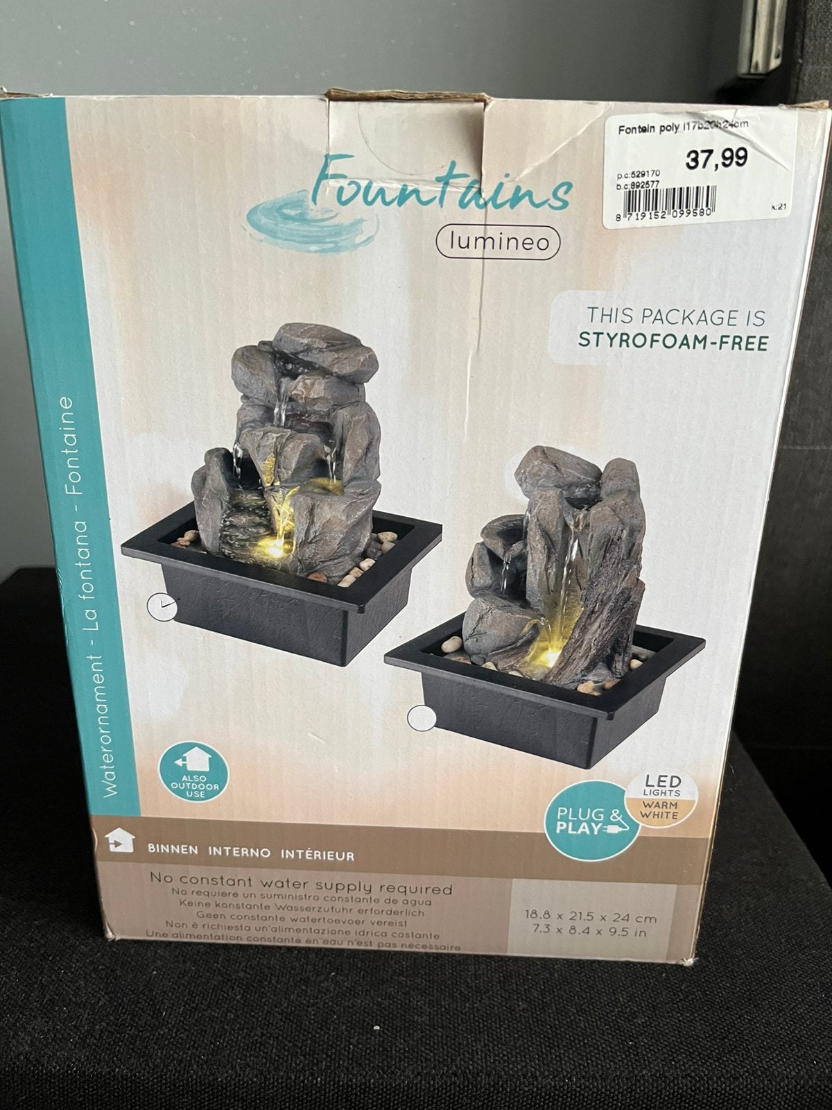 Water fonteintje nieuw in de doos, Ophalen, Nieuw, Kunststof, Waterornament