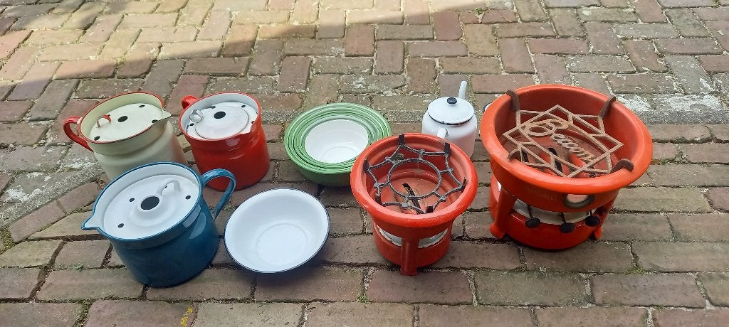 emaille , brocante , rommelmarkt, petroleumstel, Ophalen