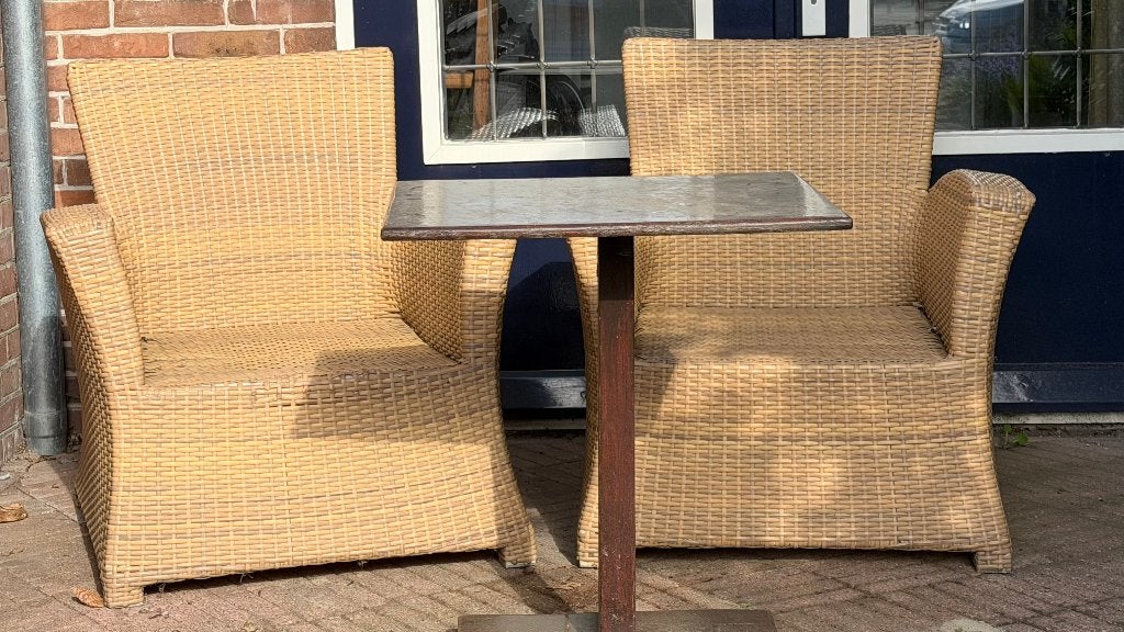 Tuinstoel set kunststof wicker - Gratis afhalen, Ophalen, Gebruikt, Kunststof